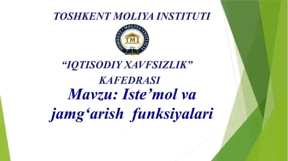 Iste’mol va jamg‘arish funksiyalari