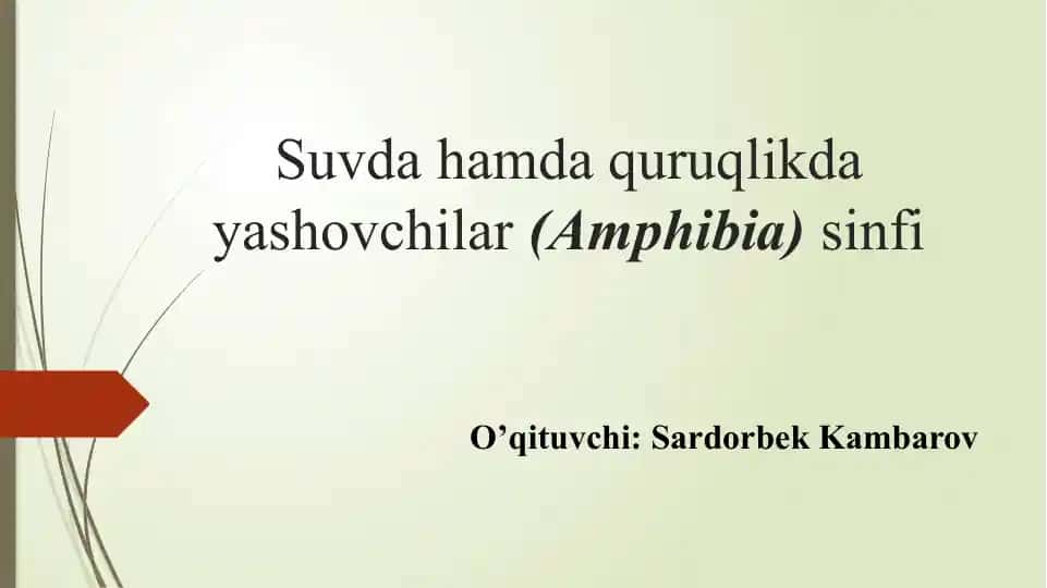 Suvda hamda quruqlikda yashovchilar (Amphibia) sinfi