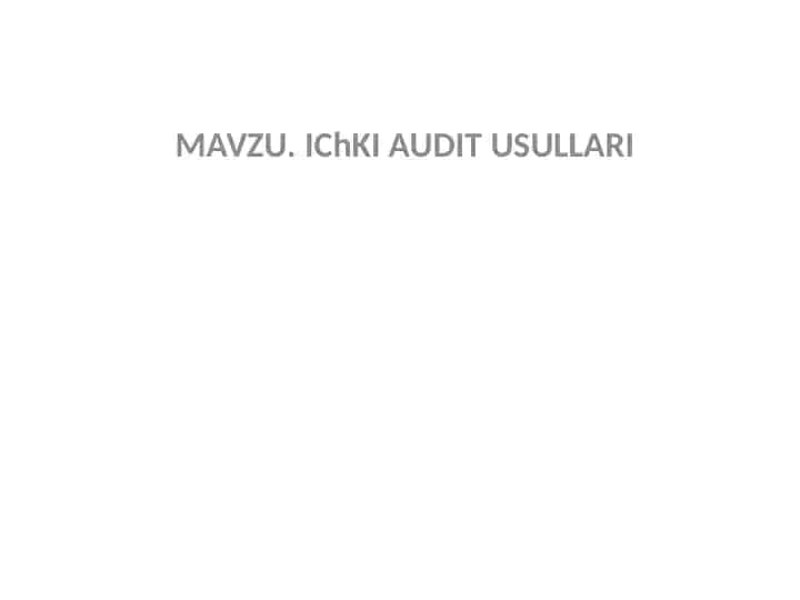 Ichki audit usullari