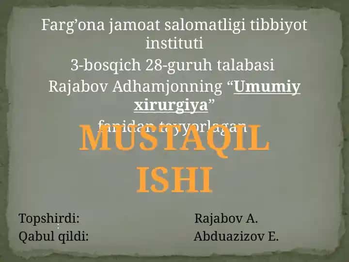 Umumiy xirurgiya