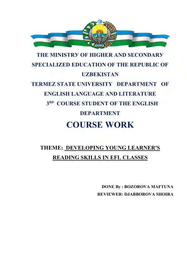 Developing Young Learner's Reading Skills in EFL Classes