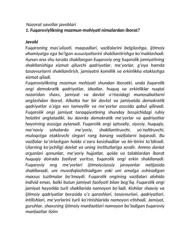 Fuqaroviylikning mazmun-mohiyati