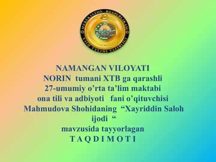 Xayriddin Salohi jodi