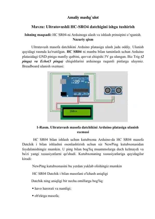 HC-SR04 ultratovushli masofa datchigi