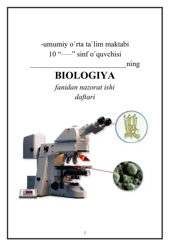 Umumiy o`rta ta`lim maktabi BIOLOGIYA fanidan nazorat ishi