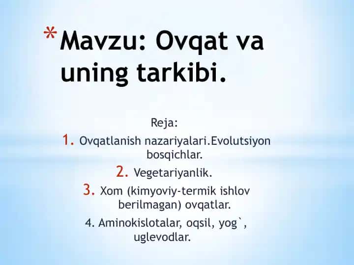 Ovqatlanish nazariyalari.Evolutsiya bosqichlari