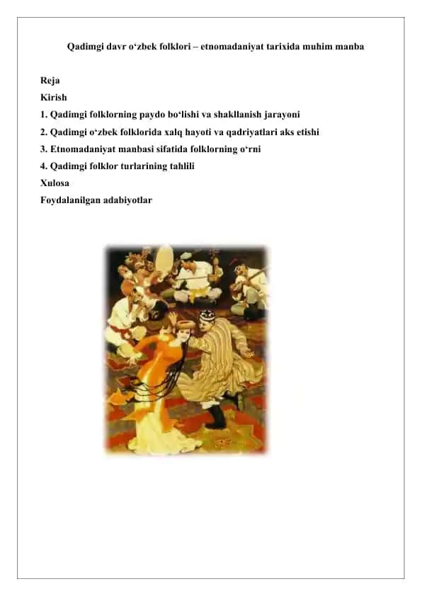 Qadimgi davr o‘zbek folklori
