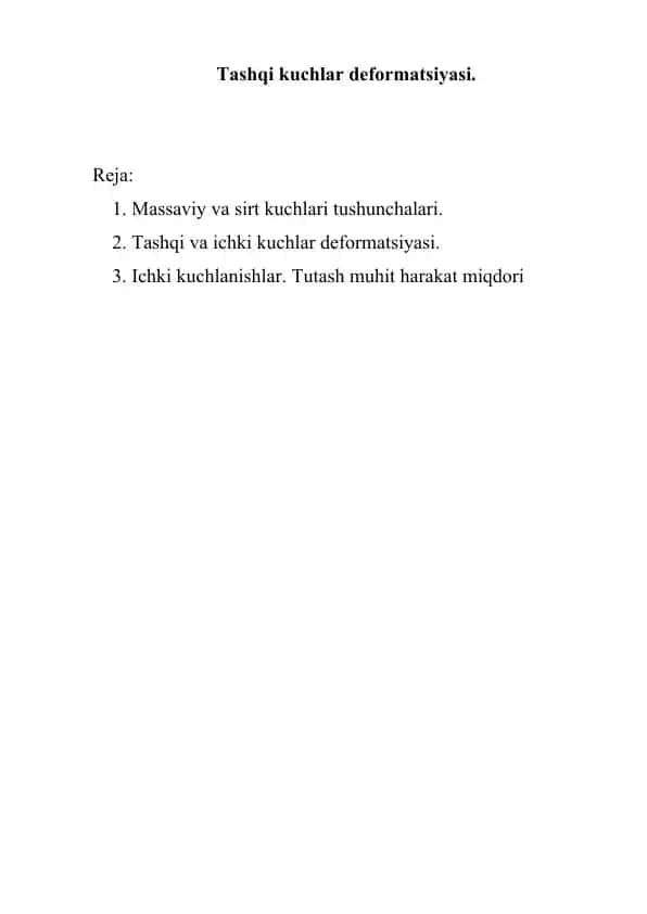 Tashqi kuchlar deformatsiyasi