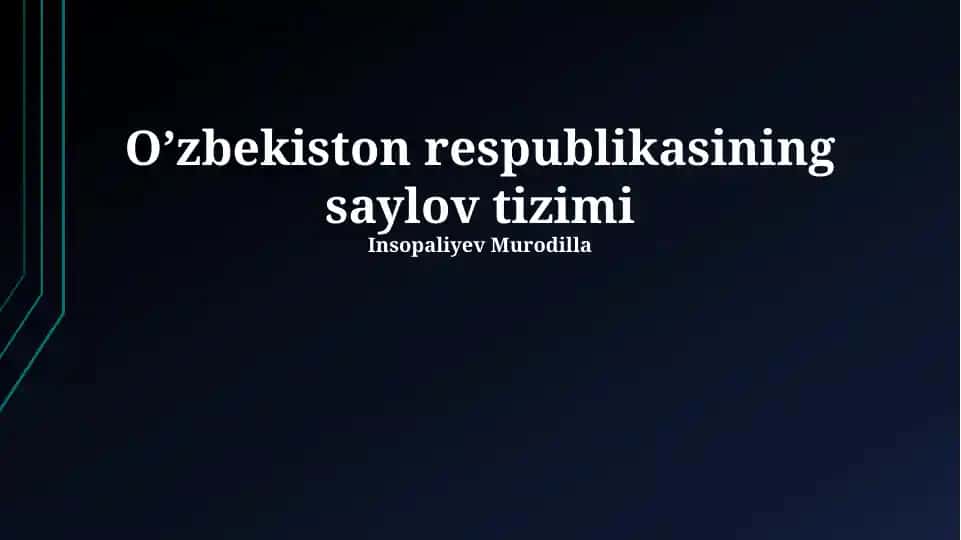 O’zbekiston respublikasining saylov tizimi
