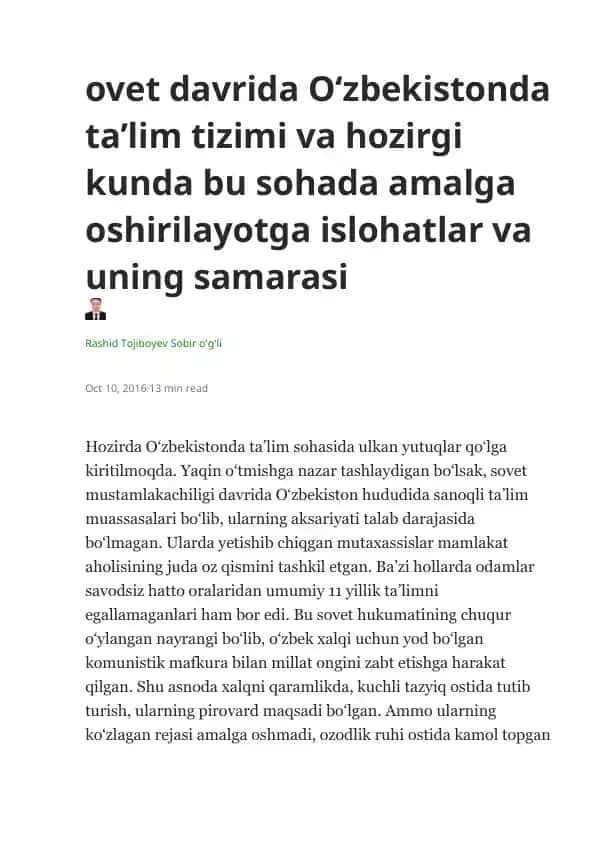O‘zbekistonda Ta‘lim Tizimi