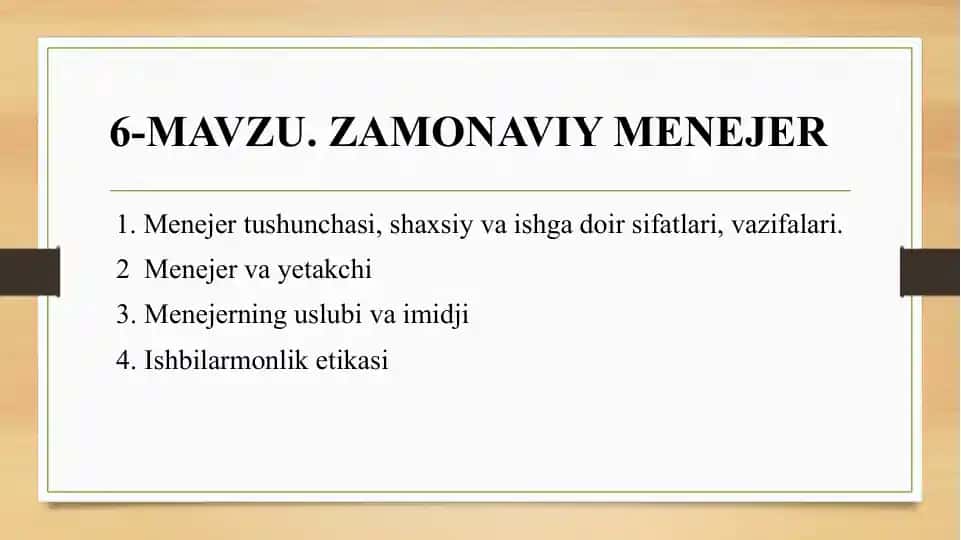Zamonaviy Menejer