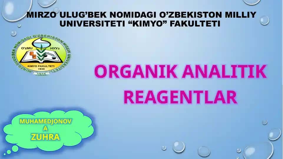 Organik analitik reagentlar