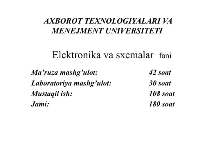 Elektronika va sxemotexnika