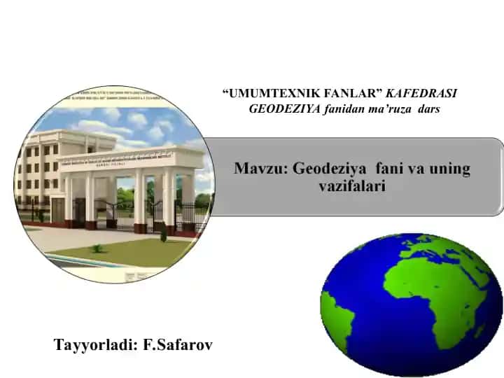 Geodeziya fanidan ma’ruza dars
