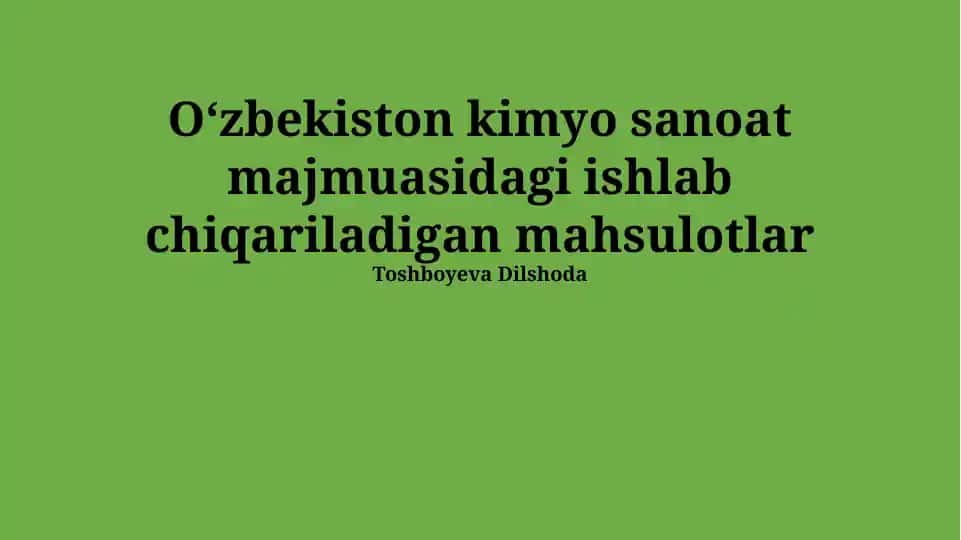 Kimyoviy Tolalar va Polimerlar