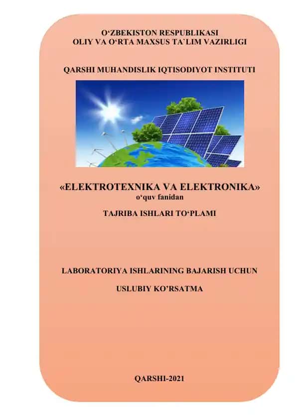 Tajriba ishlari to'plami "Elektrotehnika va elektronika" fanidan