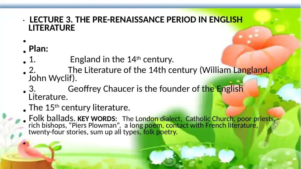 The Pre-Renaissance Period in English Literature