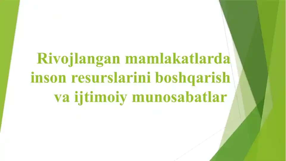 Inson resurslarini boshqarish va ijtimoiy munosabatlar