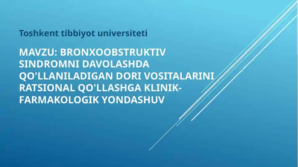 Bronxoobstruktiv sindromni davolashda qo'llaniladigan dorivositalar