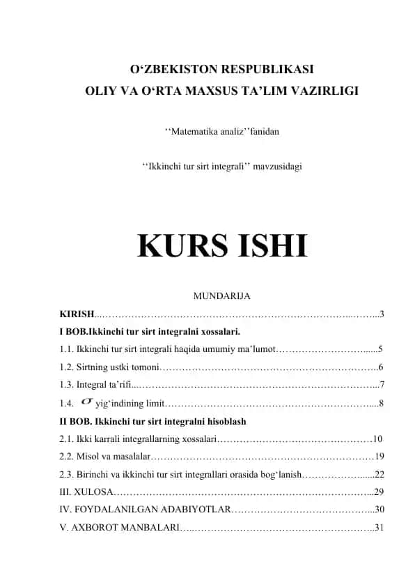 Ikkinchi tur sirt integrali