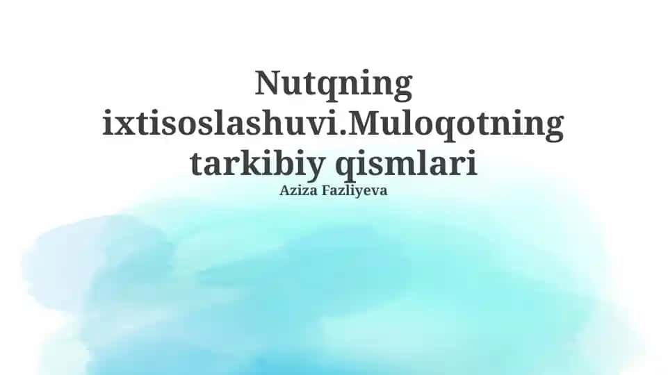Nutqning ixtisoslashuvi