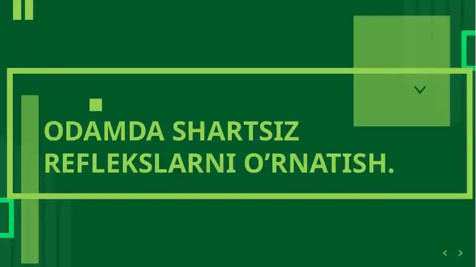 ODAMDA SHARTSIZ REFLEKSLARNI O’RNATISH.