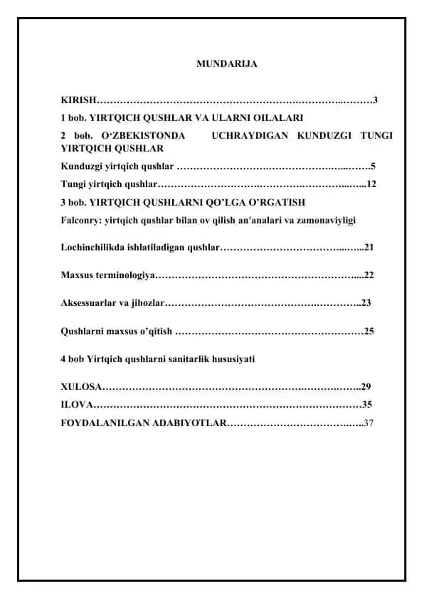 Yirtqich Qushlar va Ularni Oilalari