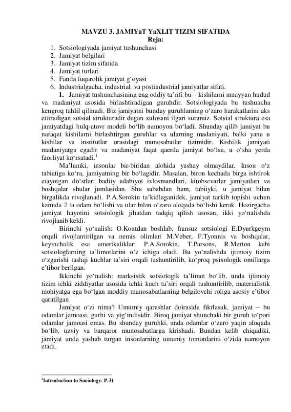 Jamiiyat tizimi sifatida