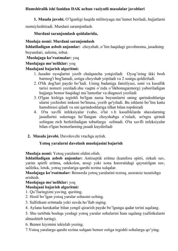 Murdani saranjomlash