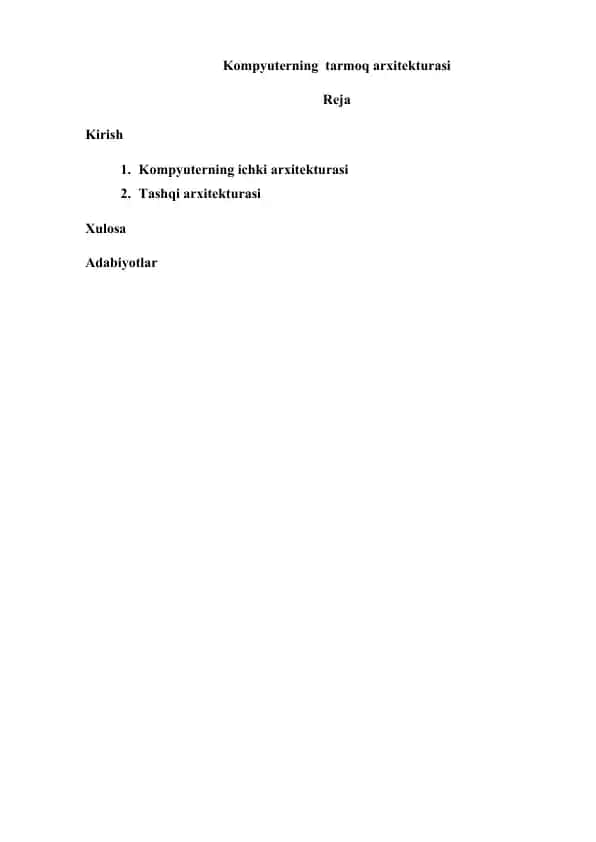 Kompyuterning tarmoq arxitekturasi