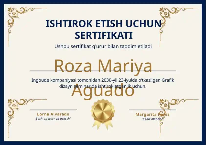 ISHTIROK ETISH UCHUN SERTIFIKAT