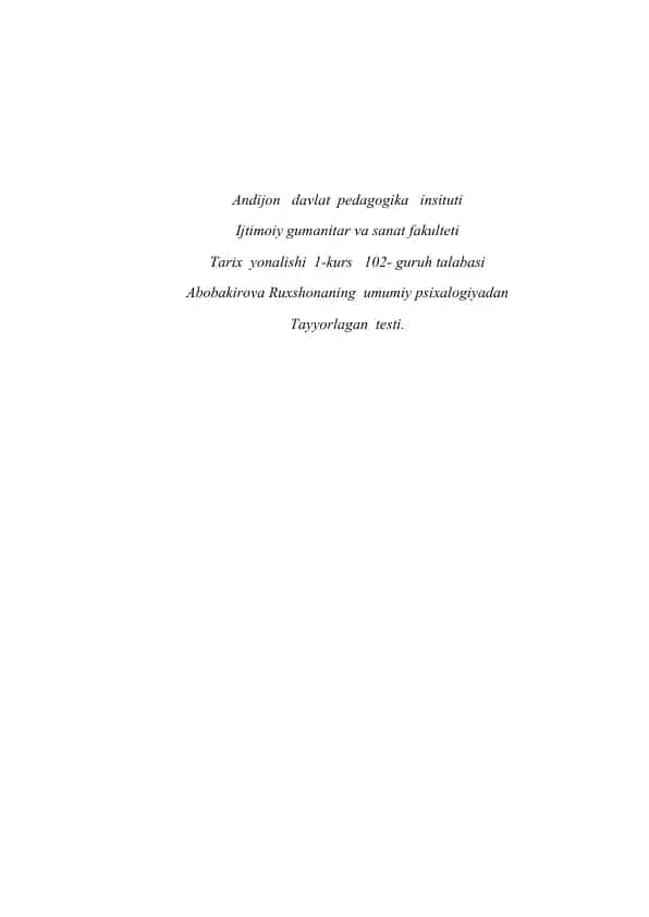 Umumiy Psixologiya Testi