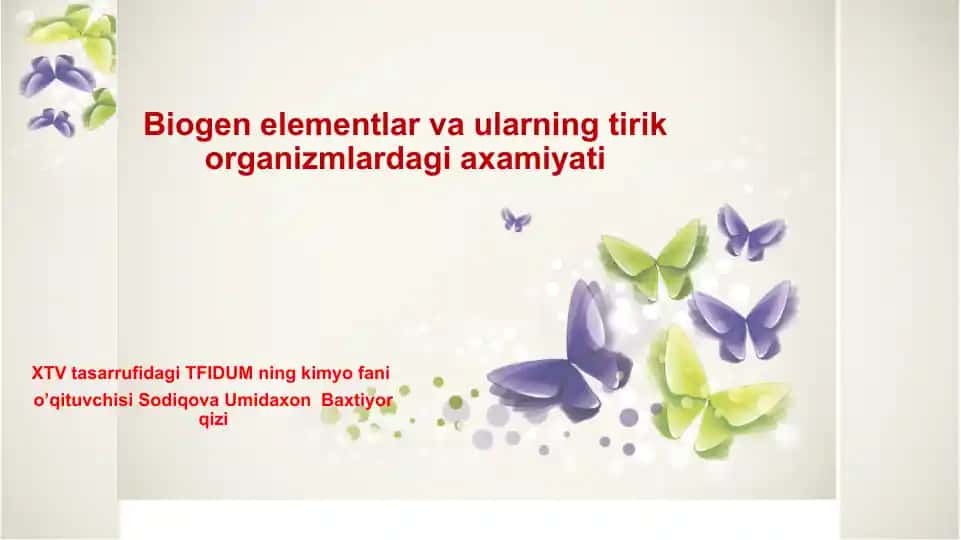 Biogen elementlar va ularning tirik organizmlardagi axamiyati