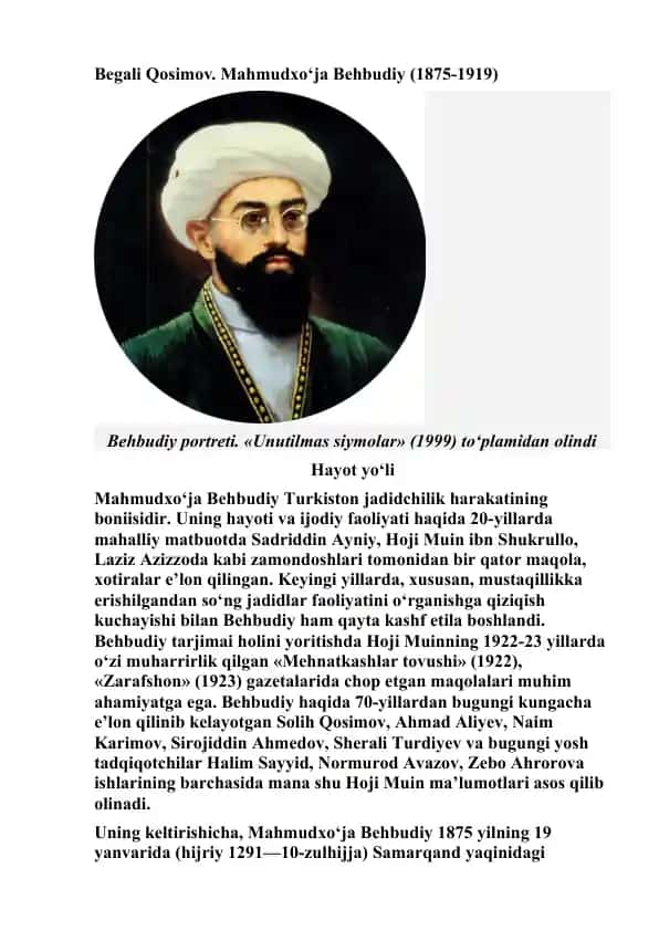 Mahmudxo‘ja Behbudiy (1875-1919)
