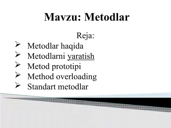 Metodlar