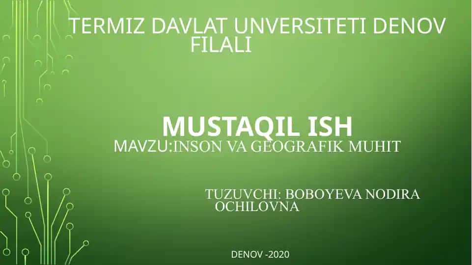 Inson va Geografik Muhit