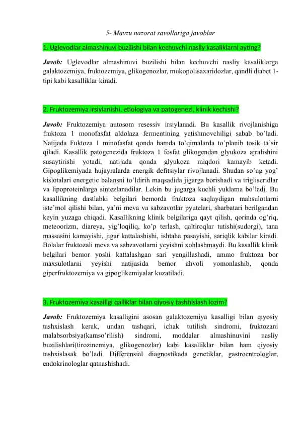Fruktozemiya irsiylanishi