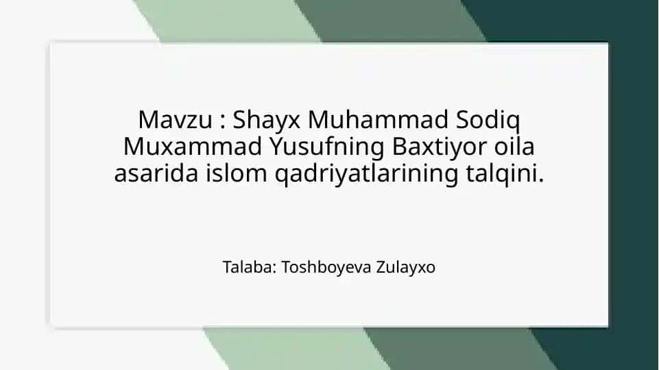 Islomiy oila tuzilmasi