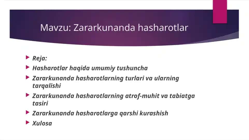 Zararkunandalar haqida umumiy tushuncha