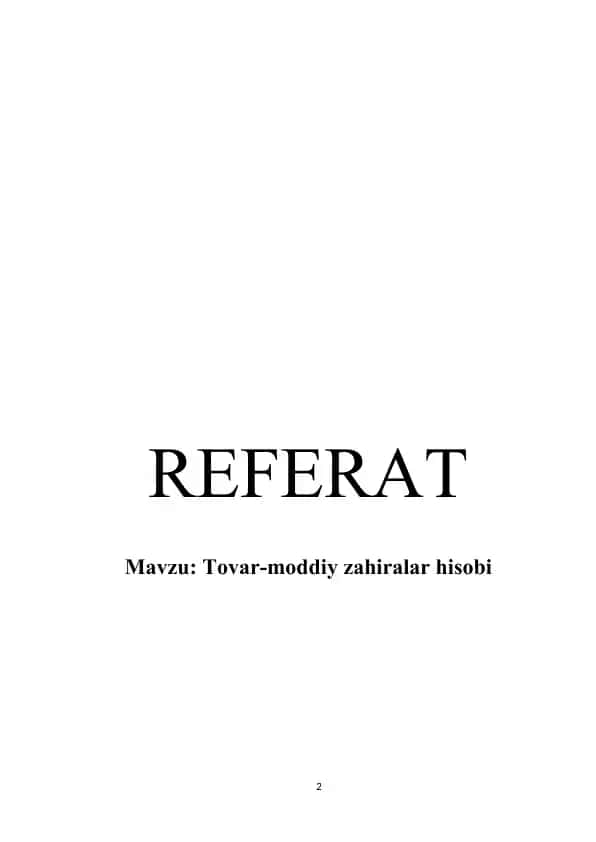 Tovar-moddiy zahiralar hisobi