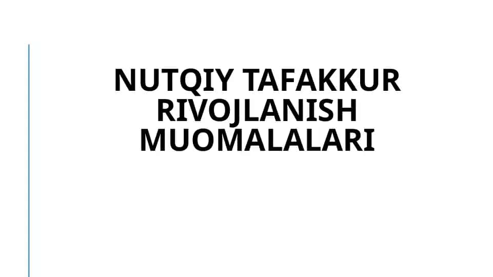 Nutqiy tafakkur rivojlanish muomalalari