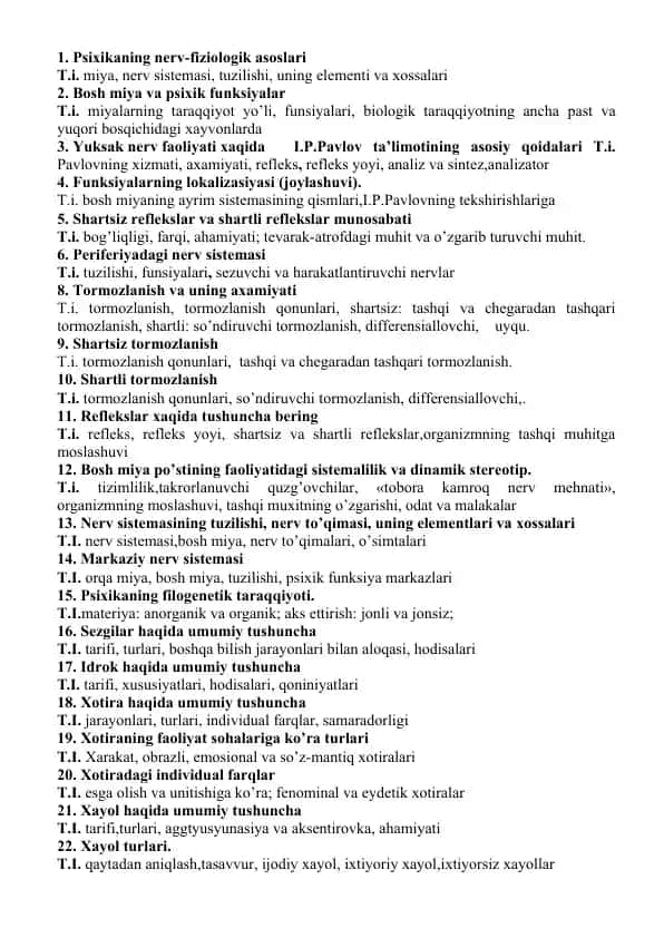 Psixikaning nerv-fiziologik asoslari