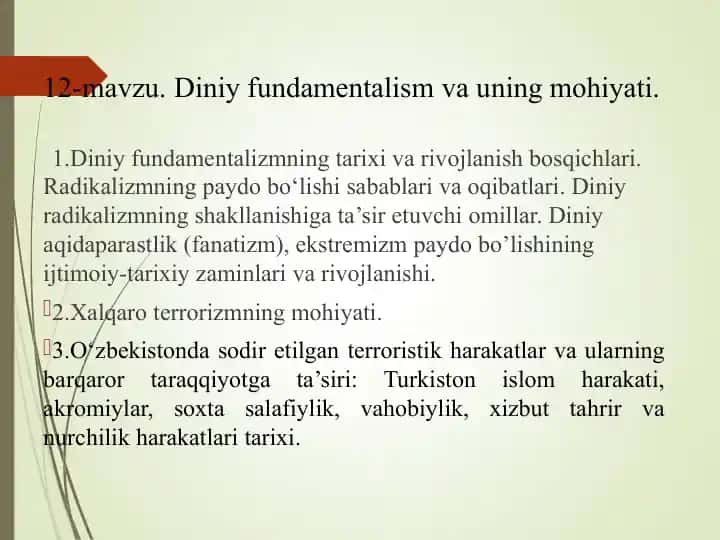 Diniy fundamentalizm va uning mohiyati