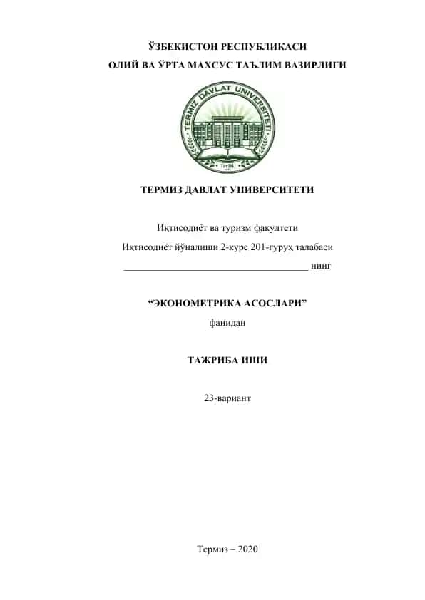 Ma'hsulot ishlab chiqarish va kapital quyilmalarga bog'liqligining korrelyatsion-regressiyon taxlili