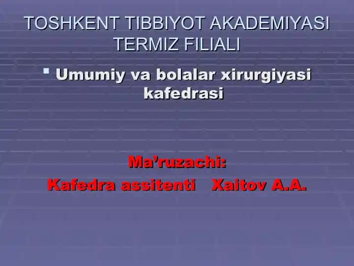 TRANSFUZIOLOGIYA ASOSLARI