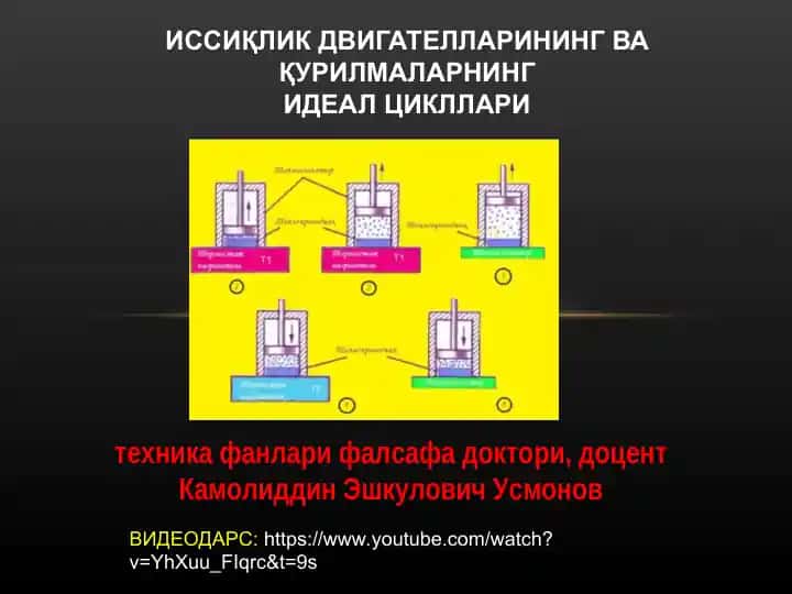 ИССИҚЛИК ДВИГАТЕЛЛАРИНИНГ ВА ҚУРИЛМАЛАРНИНГИДЕАЛ ЦИКЛЛАРИ