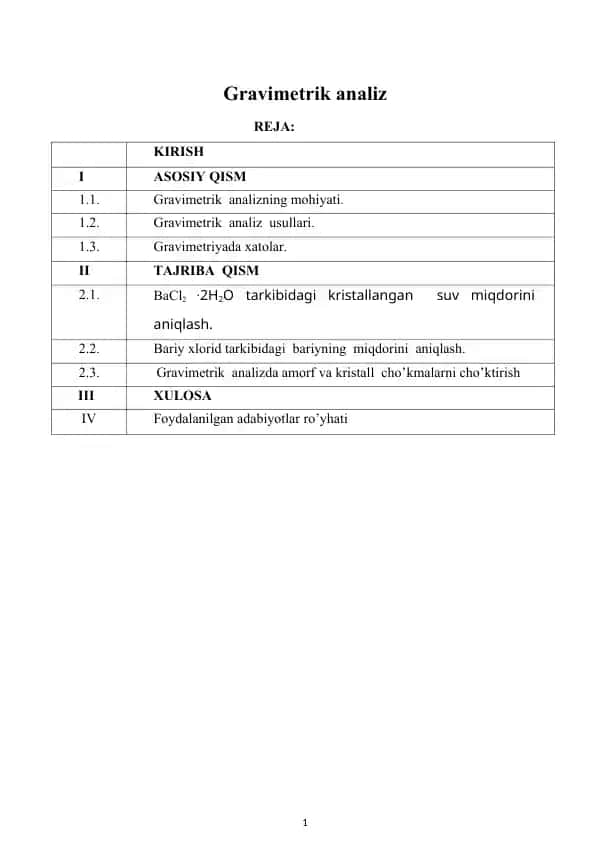 Gravimetrik analiz
