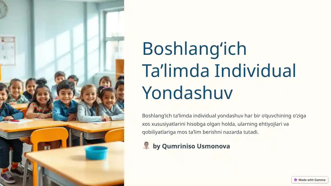 Boshlang‘ich Ta’limda Individual Yondashuv