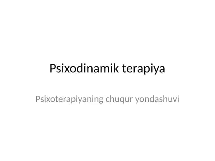 Psixodinamik terapiya