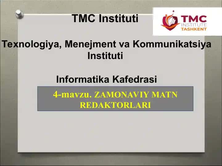 ZAMONAVIY MATN REDAKTORLARI
